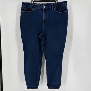 Good American High Rise Skinny Jeans Stretch Denim Cropped Ankle Womens 20-26